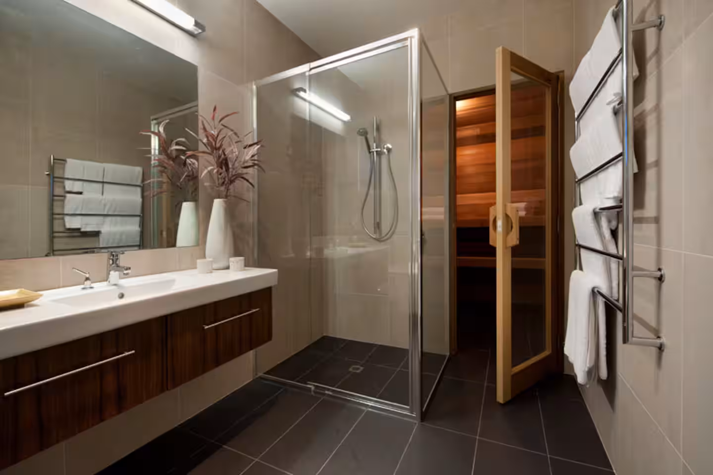 Dry stone sauna beside the ensuite bathroom at Bellavita Retreat